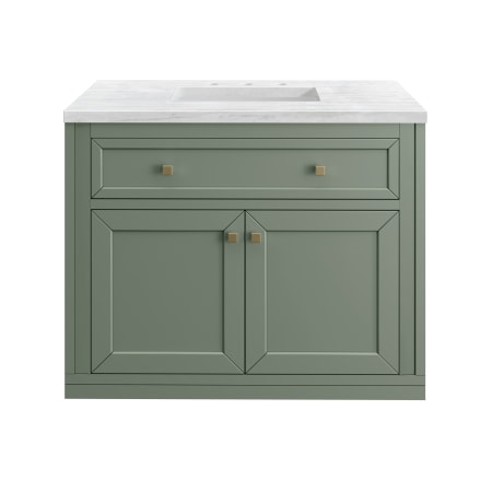 A large image of the James Martin Vanities 305-V36-3AF-HW Smokey Celadon / Champagne Brass