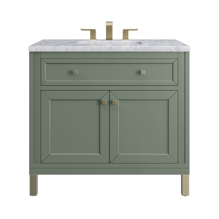 A large image of the James Martin Vanities 305-V36-3CAR Smokey Celadon