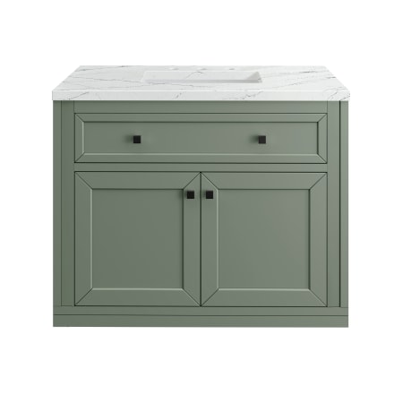 A large image of the James Martin Vanities 305-V36-3ENC-HW Smokey Celadon / Matte Black