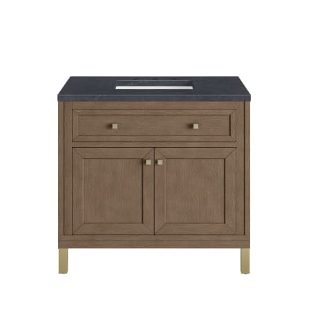 A large image of the James Martin Vanities 305-V36-3CSP-HW White Washed Walnut / Champagne Brass