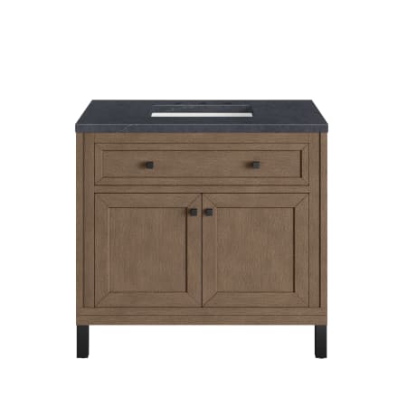 A large image of the James Martin Vanities 305-V36-3CSP-HW White Washed Walnut / Matte Black