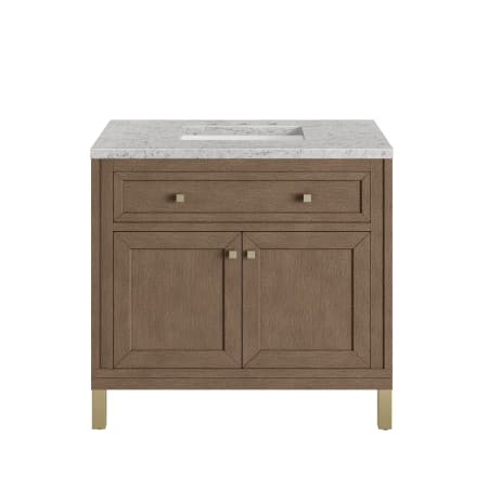 A large image of the James Martin Vanities 305-V36-3EJP-HW White Washed Walnut / Champagne Brass