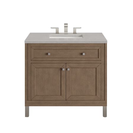 A large image of the James Martin Vanities 305-V36-3ESR-HW White Washed Walnut / Brushed Nickel