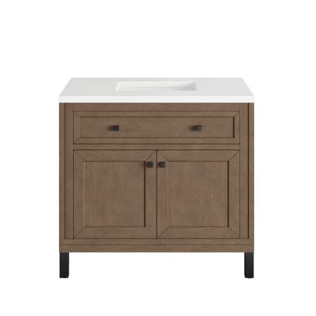 A large image of the James Martin Vanities 305-V36-3WZ-HW White Washed Walnut / Matte Black