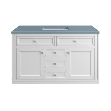 A large image of the James Martin Vanities 305-V48-3CBL-HW Glossy White / Brushed Nickel