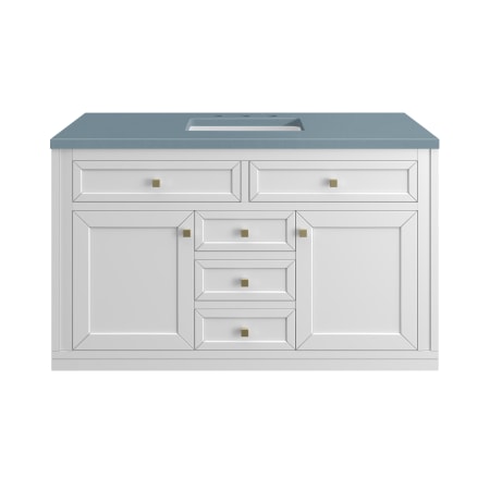 A large image of the James Martin Vanities 305-V48-3CBL-HW Glossy White / Champagne Brass