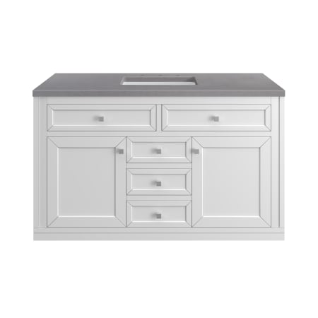 A large image of the James Martin Vanities 305-V48-3GEX-HW Glossy White / Brushed Nickel