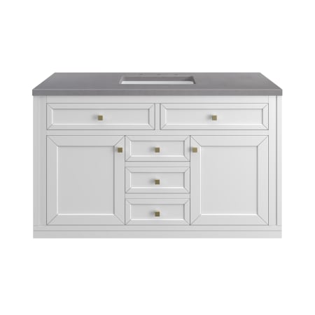 A large image of the James Martin Vanities 305-V48-3GEX-HW Glossy White / Champagne Brass