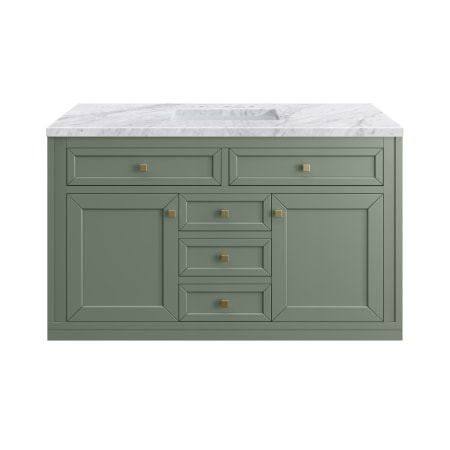 A large image of the James Martin Vanities 305-V48-3CAR-HW Smokey Celadon / Champagne Brass