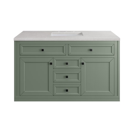 A large image of the James Martin Vanities 305-V48-3ESR-HW Smokey Celadon / Matte Black