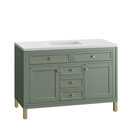 A large image of the James Martin Vanities 305-V48-3WZ-HW Smokey Celadon / Champagne Brass