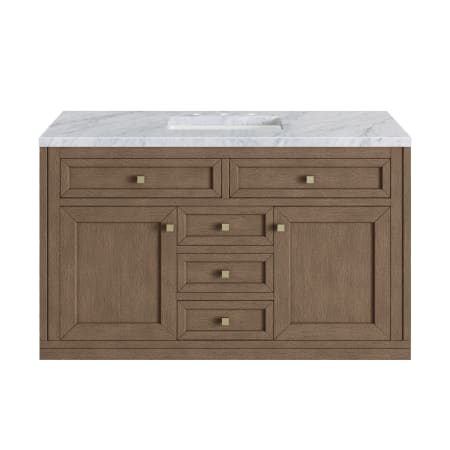 A large image of the James Martin Vanities 305-V48-3CAR-HW White Washed Walnut / Champagne Brass