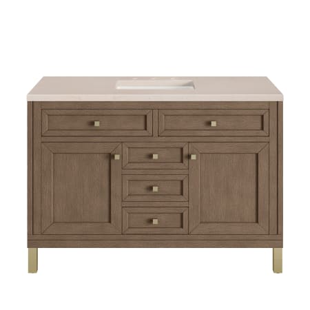 A large image of the James Martin Vanities 305-V48-3EMR-HW White Washed Walnut / Champagne Brass