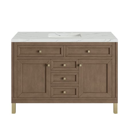 A large image of the James Martin Vanities 305-V48-3ENC-HW White Washed Walnut / Champagne Brass