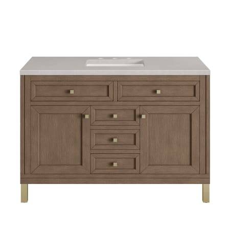 A large image of the James Martin Vanities 305-V48-3ESR-HW White Washed Walnut / Champagne Brass