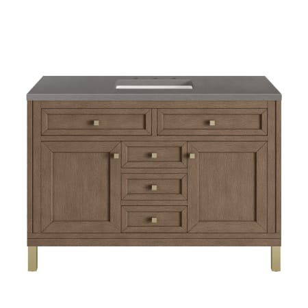 A large image of the James Martin Vanities 305-V48-3GEX-HW White Washed Walnut / Champagne Brass