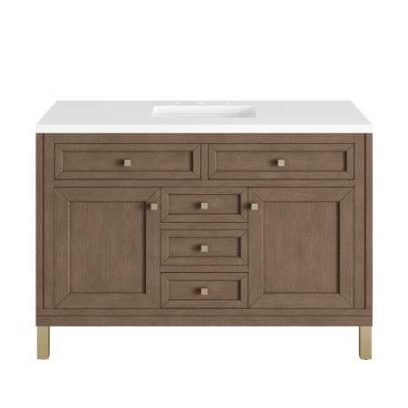 A large image of the James Martin Vanities 305-V48-3WZ-HW White Washed Walnut / Champagne Brass