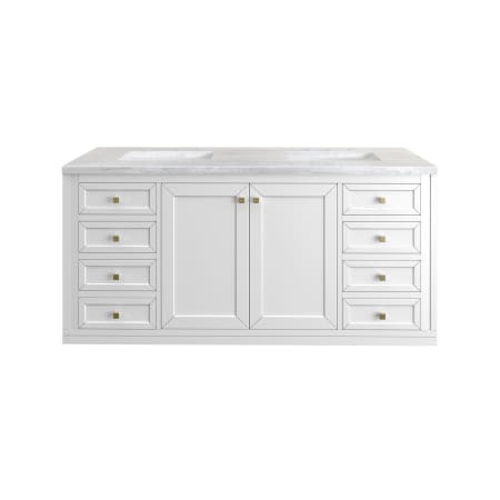 A large image of the James Martin Vanities 305-V60D-3AF-HW Glossy White / Champagne Brass