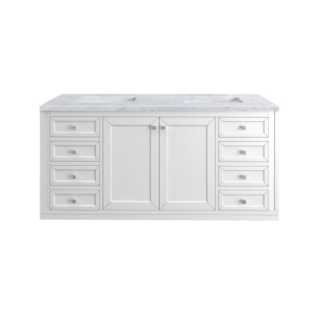 A large image of the James Martin Vanities 305-V60D-3CAR-HW Glossy White / Brushed Nickel