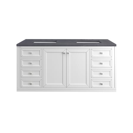 A large image of the James Martin Vanities 305-V60D-3CSP-HW Glossy White / Brushed Nickel