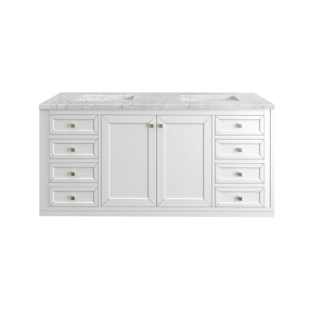 A large image of the James Martin Vanities 305-V60D-3EJP-HW Glossy White / Champagne Brass