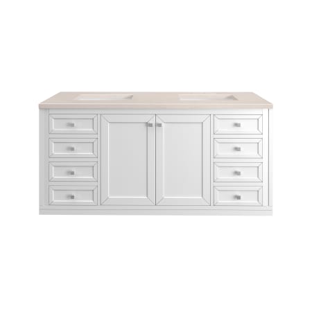 A large image of the James Martin Vanities 305-V60D-3EMR-HW Glossy White / Brushed Nickel