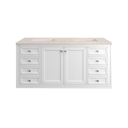 A large image of the James Martin Vanities 305-V60D-3EMR-HW Glossy White / Champagne Brass