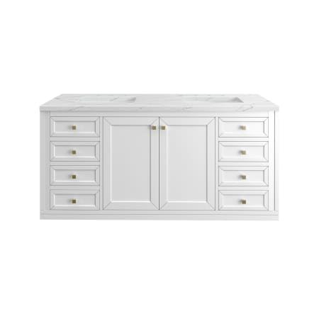 A large image of the James Martin Vanities 305-V60D-3ENC-HW Glossy White / Champagne Brass