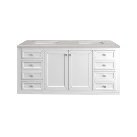 A large image of the James Martin Vanities 305-V60D-3ESR-HW Glossy White / Brushed Nickel