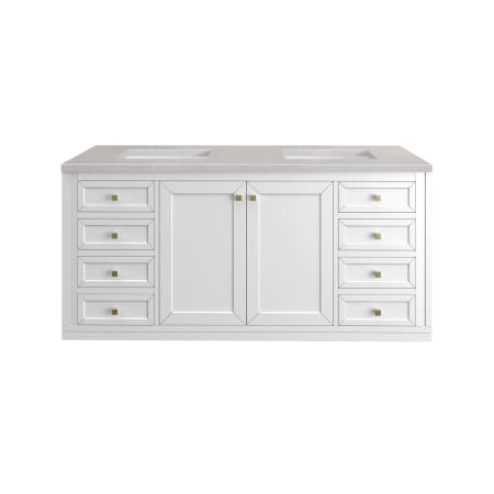 A large image of the James Martin Vanities 305-V60D-3ESR-HW Glossy White / Champagne Brass