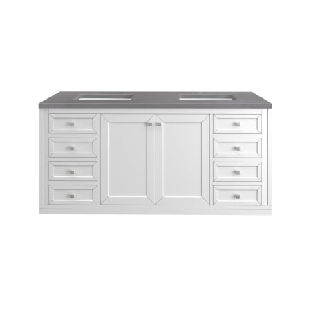A large image of the James Martin Vanities 305-V60D-3GEX-HW Glossy White / Brushed Nickel