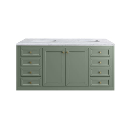 A large image of the James Martin Vanities 305-V60D-3CAR-HW Smokey Celadon / Champagne Brass