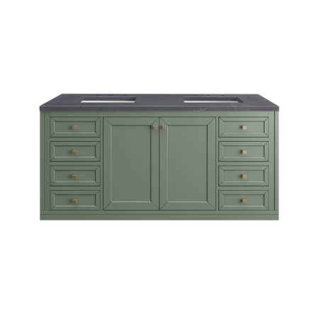 A large image of the James Martin Vanities 305-V60D-3CSP-HW Smokey Celadon / Champagne Brass