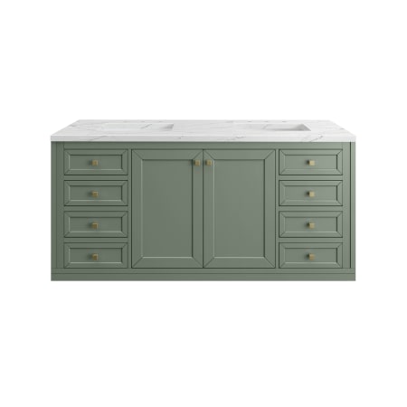 A large image of the James Martin Vanities 305-V60D-3ENC-HW Smokey Celadon / Champagne Brass