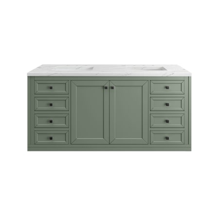 A large image of the James Martin Vanities 305-V60D-3ENC-HW Smokey Celadon / Matte Black