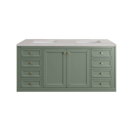 A large image of the James Martin Vanities 305-V60D-3ESR-HW Smokey Celadon / Champagne Brass