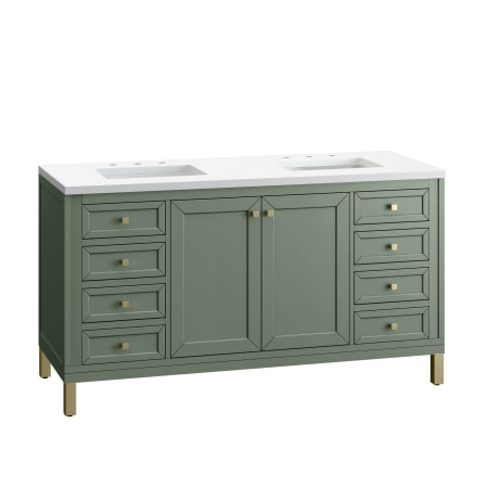 A large image of the James Martin Vanities 305-V60D-3WZ-HW Smokey Celadon / Champagne Brass