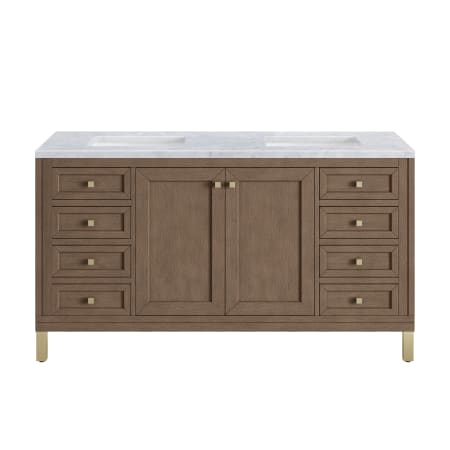 A large image of the James Martin Vanities 305-V60D-3CAR-HW White Washed Walnut / Champagne Brass