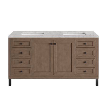 A large image of the James Martin Vanities 305-V60D-3EJP-HW White Washed Walnut / Matte Black