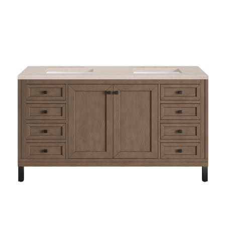 A large image of the James Martin Vanities 305-V60D-3EMR-HW White Washed Walnut / Matte Black