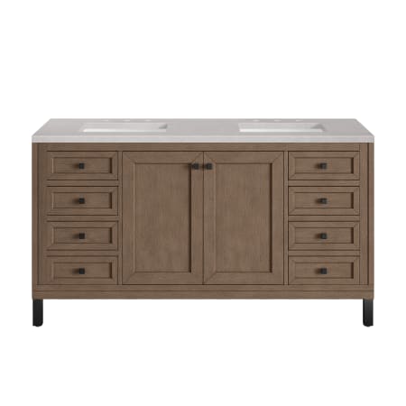 A large image of the James Martin Vanities 305-V60D-3ESR-HW White Washed Walnut / Matte Black