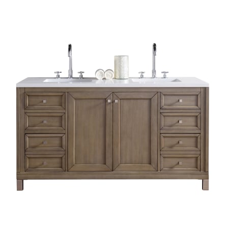 A large image of the James Martin Vanities 305-V60D-3WZ-HW White Washed Walnut / Brushed Nickel