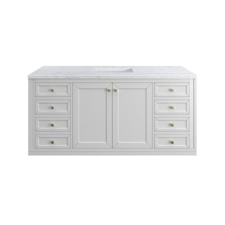 A large image of the James Martin Vanities 305-V60S-3CAR-HW Glossy White / Champagne Brass