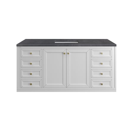 A large image of the James Martin Vanities 305-V60S-3CSP-HW Glossy White / Champagne Brass