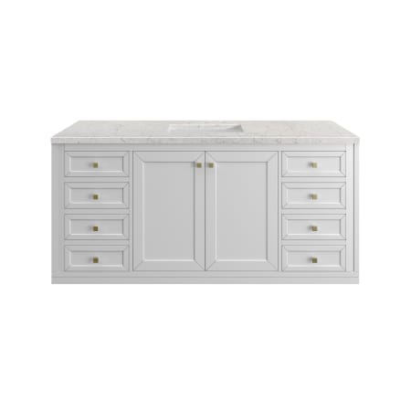 A large image of the James Martin Vanities 305-V60S-3EJP-HW Glossy White / Champagne Brass