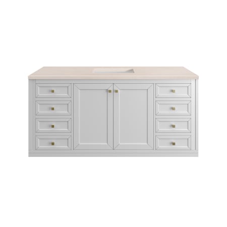 A large image of the James Martin Vanities 305-V60S-3EMR-HW Glossy White / Champagne Brass