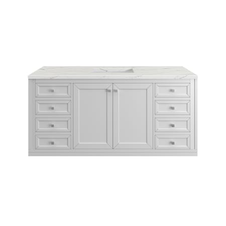 A large image of the James Martin Vanities 305-V60S-3ENC-HW Glossy White / Brushed Nickel
