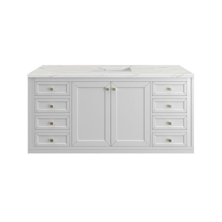 A large image of the James Martin Vanities 305-V60S-3ENC-HW Glossy White / Champagne Brass