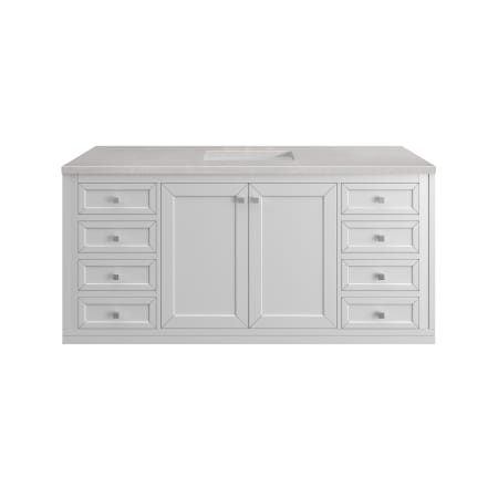 A large image of the James Martin Vanities 305-V60S-3ESR-HW Glossy White / Brushed Nickel