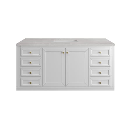 A large image of the James Martin Vanities 305-V60S-3ESR-HW Glossy White / Champagne Brass